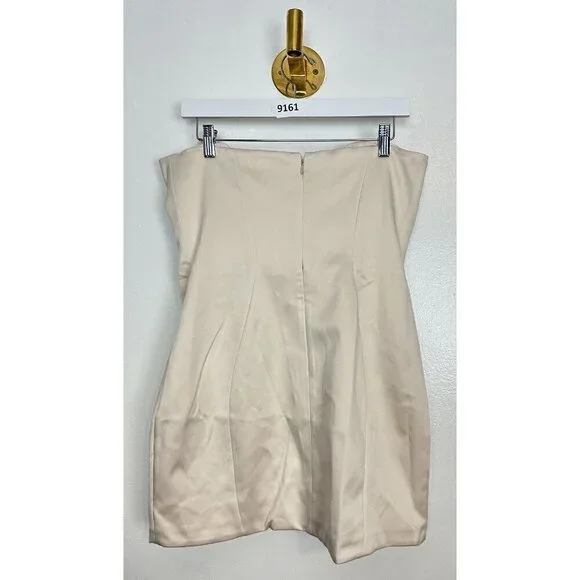 HOUSE OF CB Ariella Satin Crystal Embellished Bow Dress in Ivory Size Large
